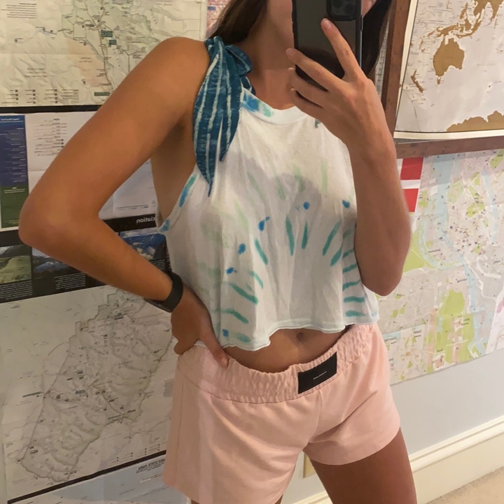 FREE PEOPLE Tie Shoulder Tie-Dye Tank Top